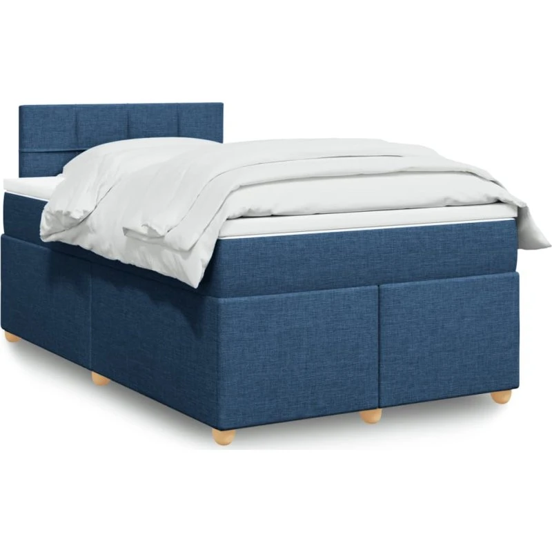 Kontinentalseng 120x200 med pocketmadras - Blå polyester