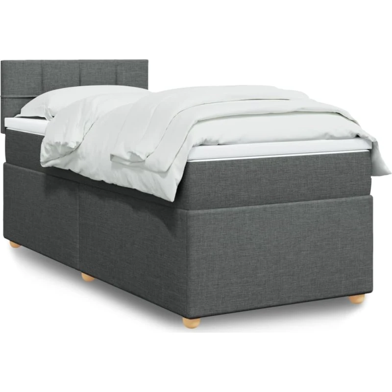 Kontinentalseng 90x190 cm med pocketmadras – mørkegrå