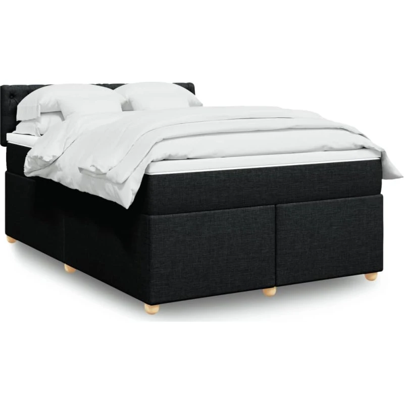 Kontinentalseng med madras 140x190 cm – sort stof