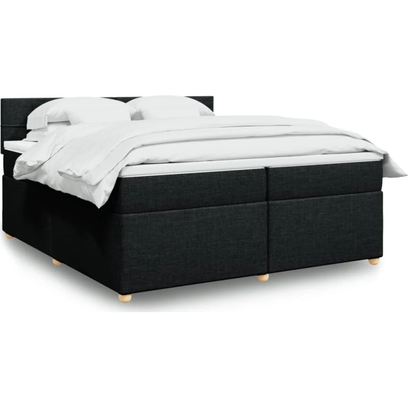 Kontinentalseng 200x200 cm i sort stof med pocketmadras
