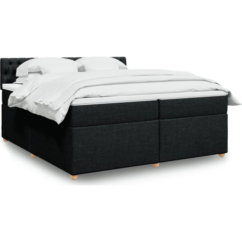 Kontinentalseng 200x200 cm med pocketmadras - sort stof
