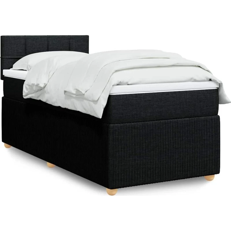 Kontinentalseng 90x200 cm med pocket-madras, sort stof