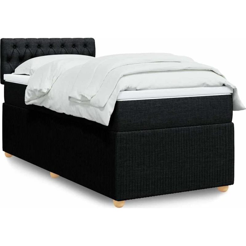 Kontinentalseng 90x200 cm med pocketmadras - Sort stof