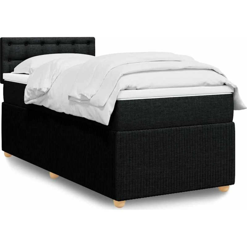 Kontinentalseng 90x200 cm med pocketmadras - sort stof