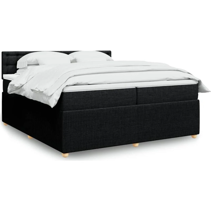 Kontinentalseng 200x200 cm med pocketmadras, sort stof