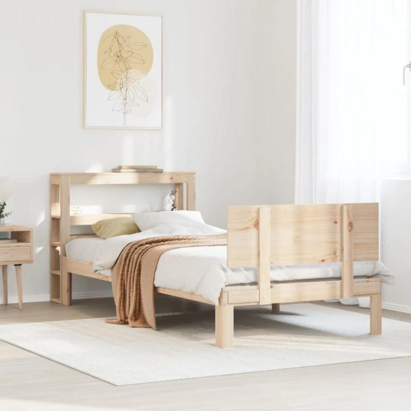 Sengeramme 90x200 cm i massivt fyrretræ med sengegavl