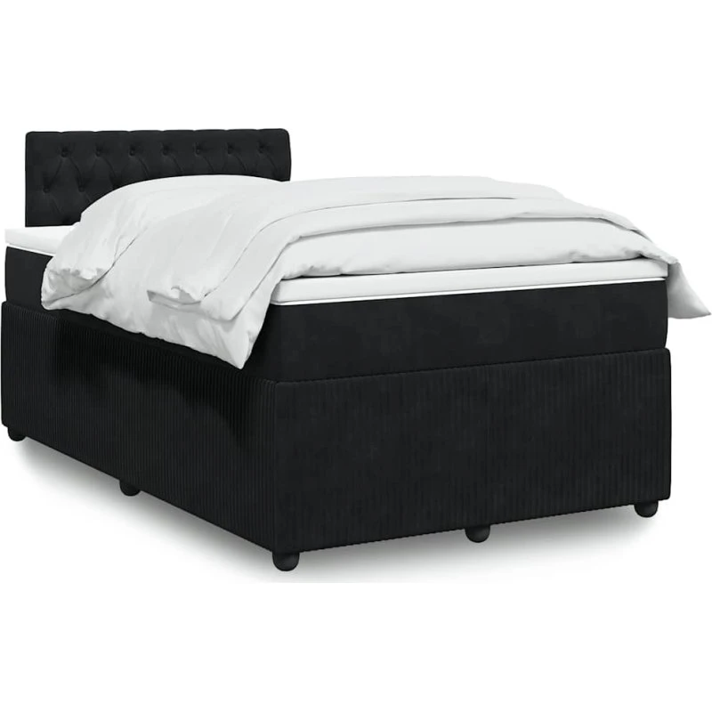 Kontinentalseng 120x190 cm i sort velour med pocketmadrasser