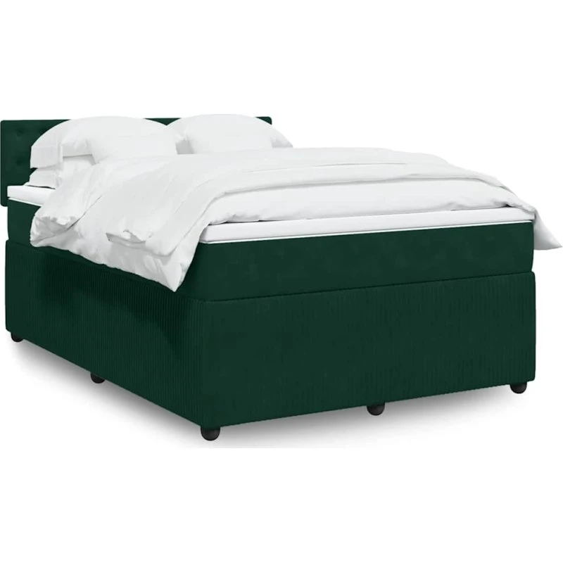 Kontinentalseng 140x190 cm i mørkegrøn fløjl med pocket-madras