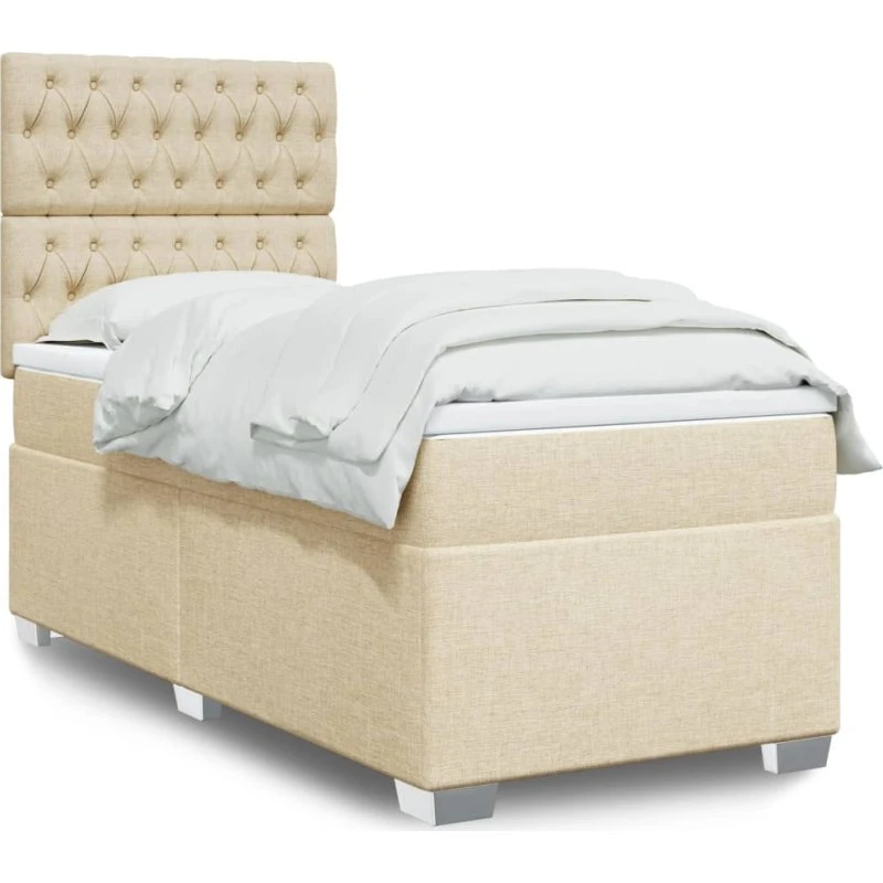 Kontinentalseng med madras 80x200 cm - creme stof