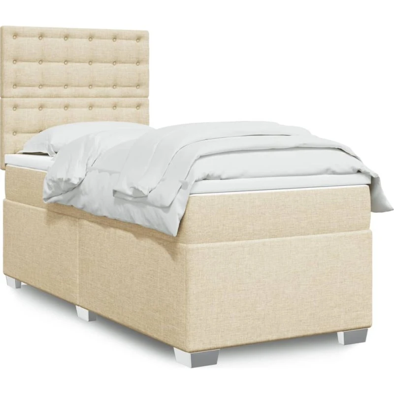 Kontinentalseng 80x200 cm i creme stof med pocketmadras