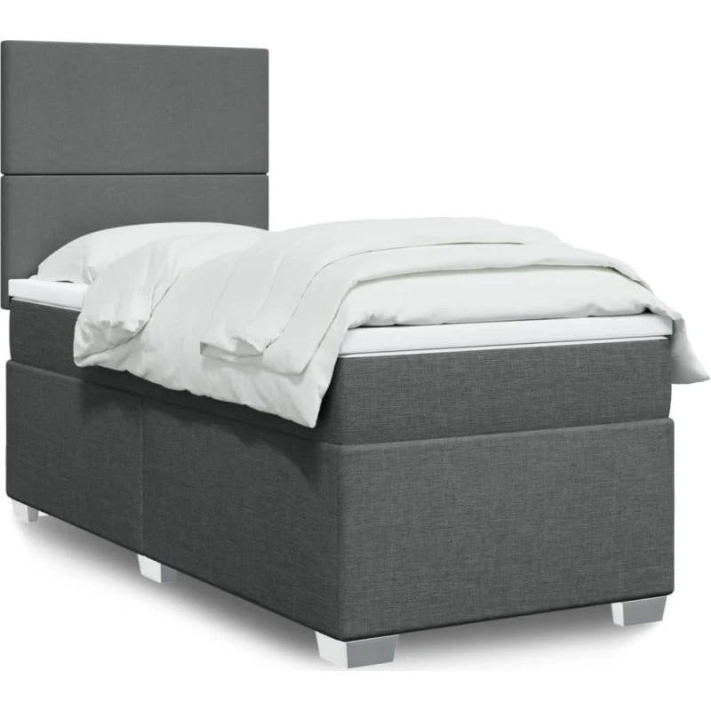 Kontinentalseng 90x190 cm med madras – mørkegrå stof