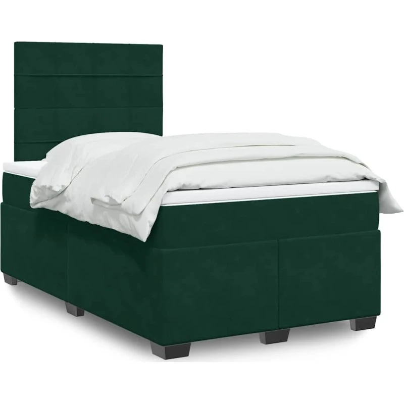 Kontinentalseng 120x190 cm i mørkegrøn velour med madras