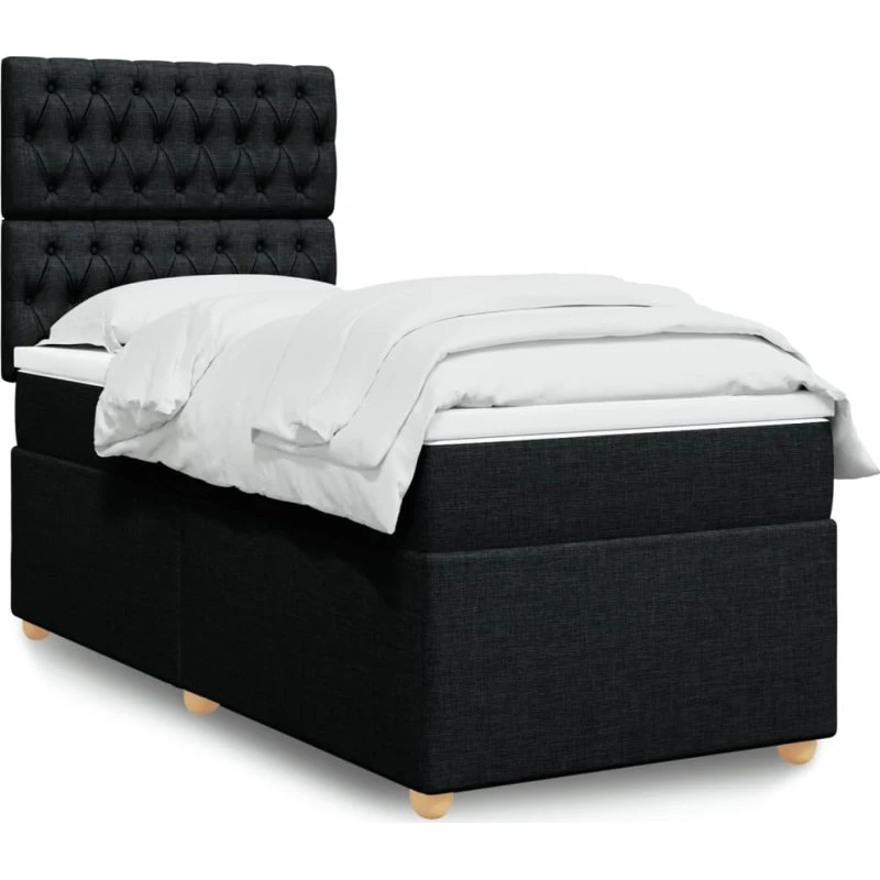 Kontinentalseng 100x200 cm med madras - Sort stof
