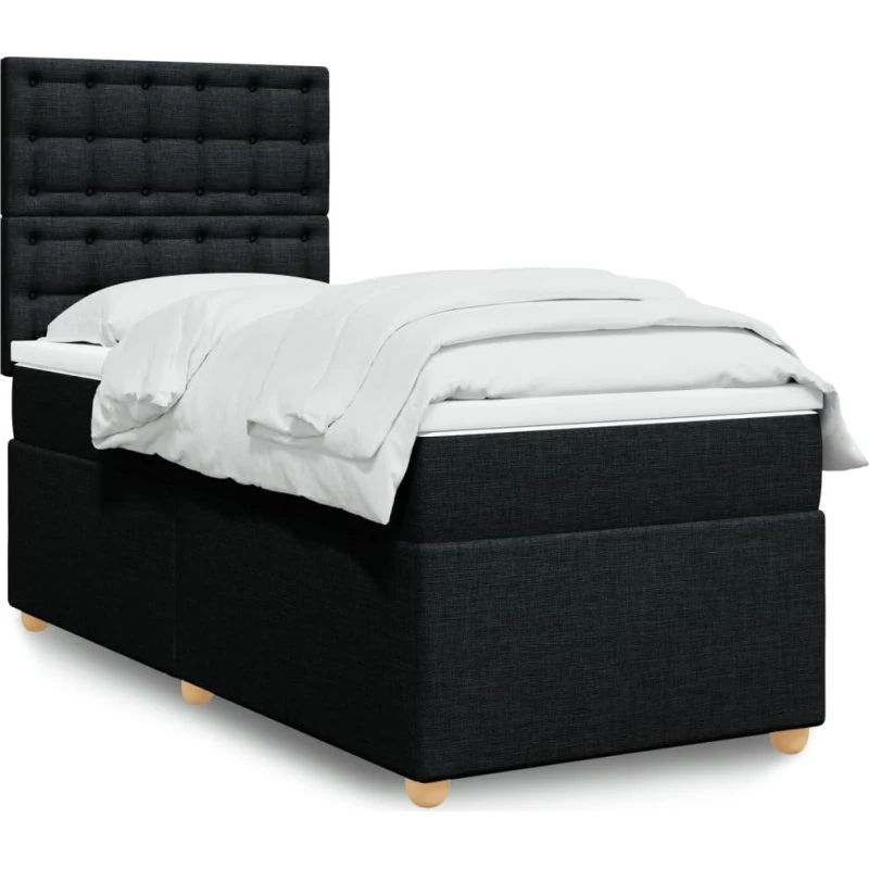 Kontinentalseng 100x200 cm med pocketmadras - sort stof
