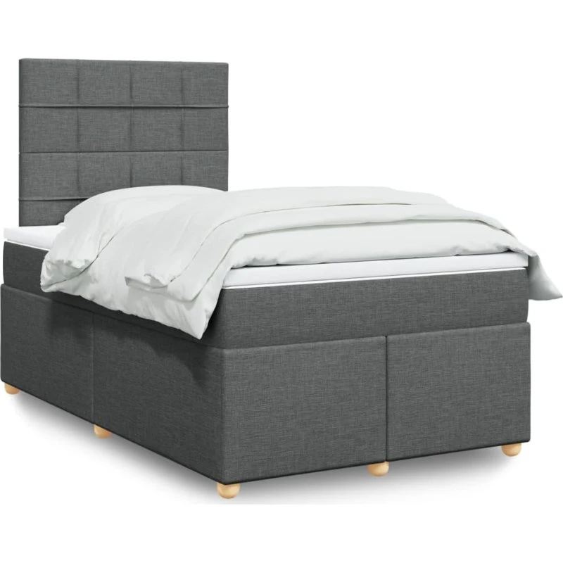 Kontinentalseng 120x200 cm med pocketmadras - mørkegrå