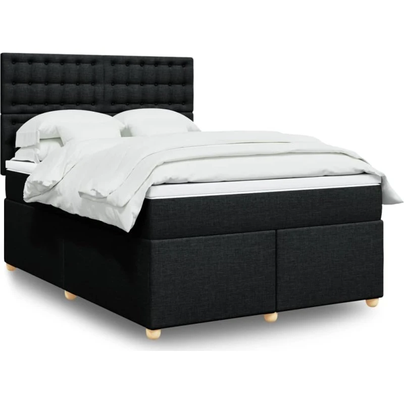 Kontinentalseng 140x190 cm med pocketmadras - sort stof
