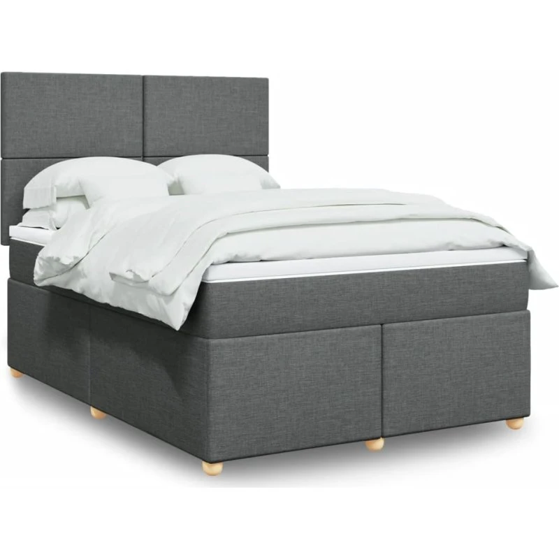 Kontinentalseng 140x190 cm med madras – mørkegrå stof