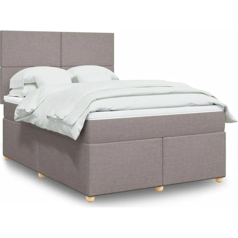 Kontinentalseng 140x190 cm med pocketmadras - gråbrun stof