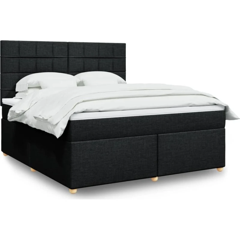 Kontinentalseng 180x200 cm med pocketmadras, sort stof