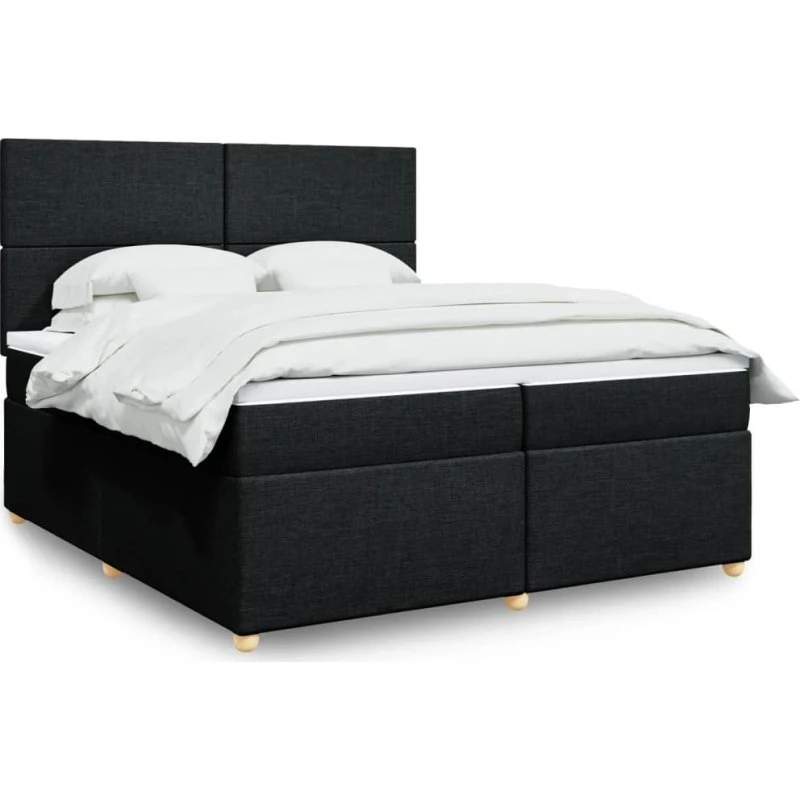 Kontinentalseng 200x200 cm med pocketmadras - Sort stof