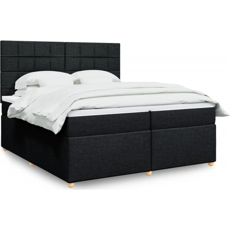 Kontinentalseng 200x200 cm med pocketmadras - Sort stof
