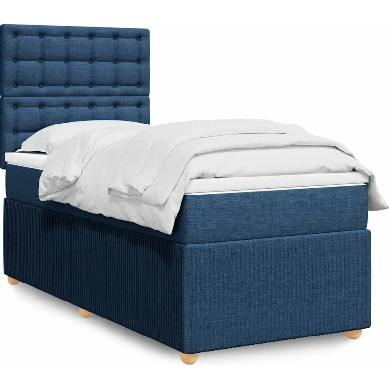 Kontinentalseng 90x200 cm med pocketmadras – blå