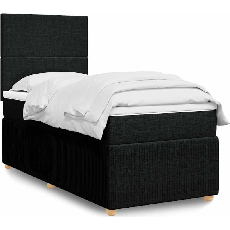 Kontinentalseng 100x200 cm med madras - sort stof