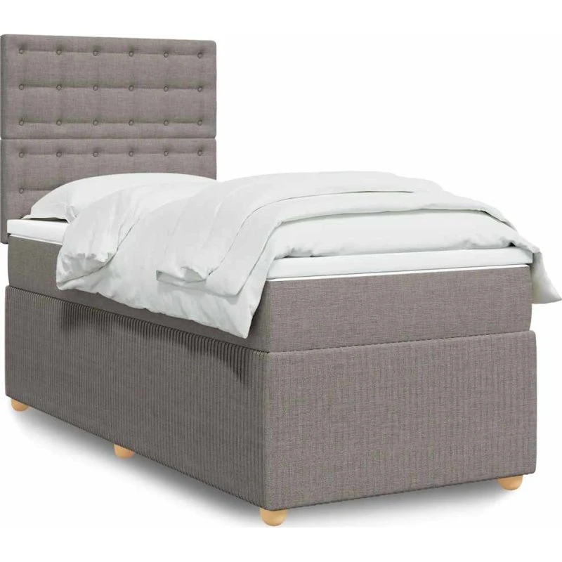 Kontinentalseng 100x200 cm med pocketmadras – gråbrun