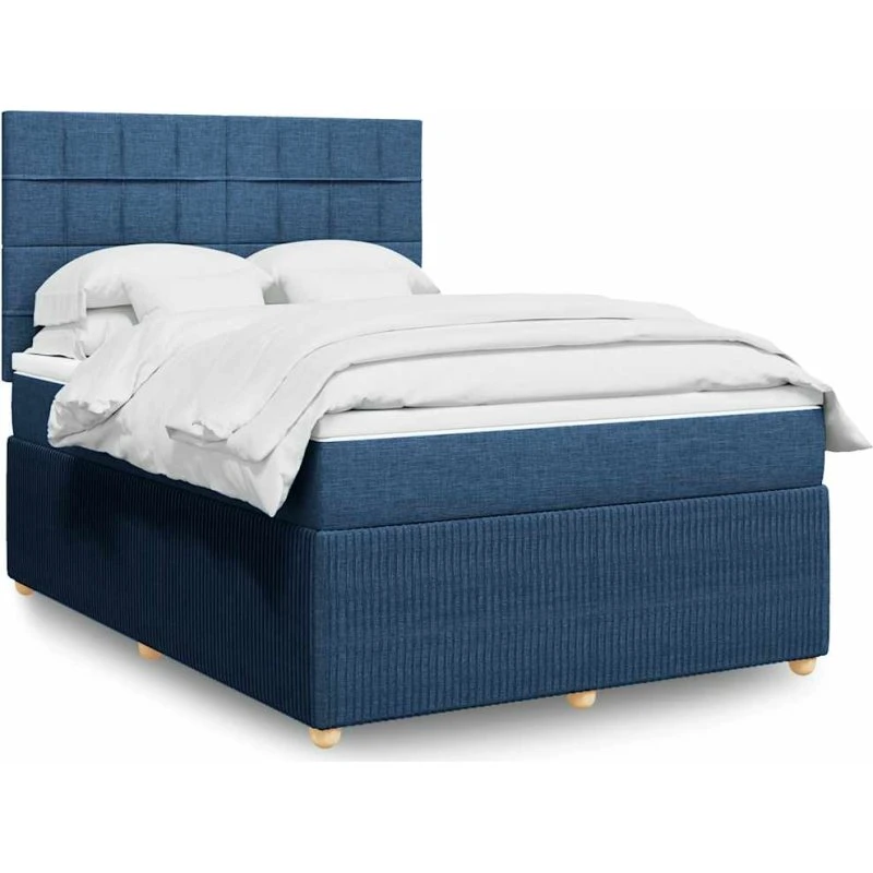 Kontinentalseng 160x200 med pocketmadras – blå stof