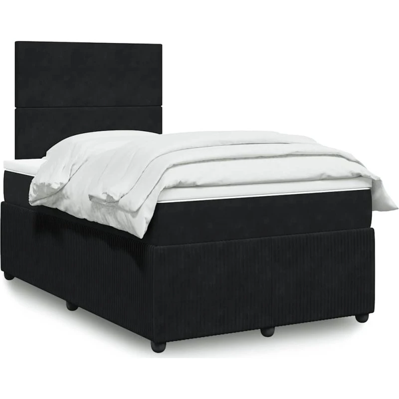 Kontinentalseng 120x190 cm i sort velour med pocketmadras