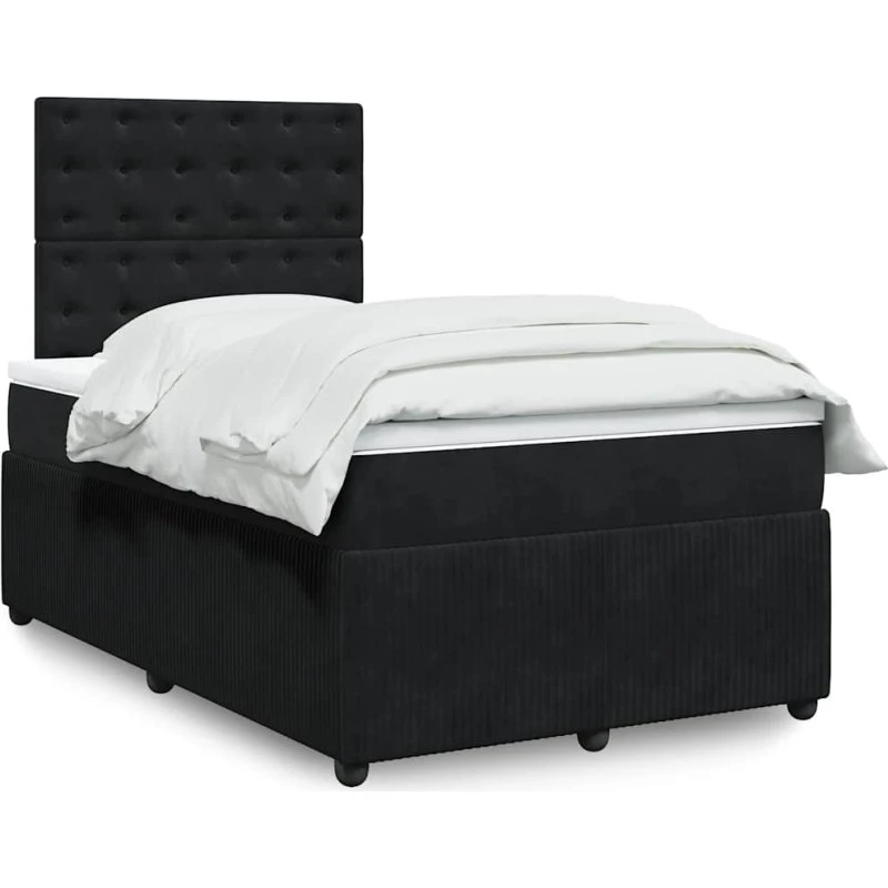 Kontinentalseng 120x190 cm i sort velour med pocketmadras