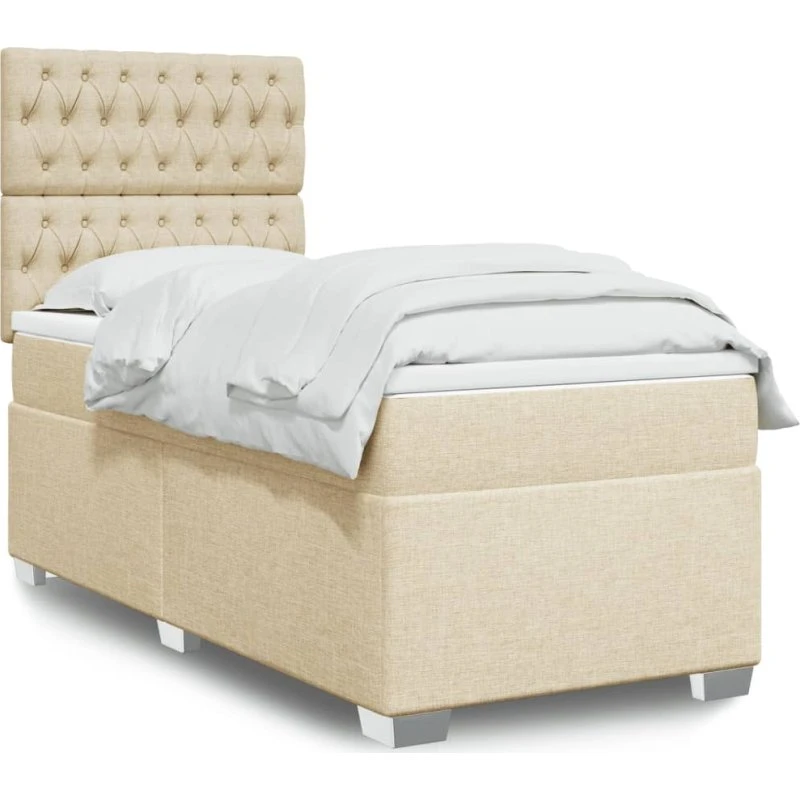 Kontinentalseng 80x200 cm i creme stof med pocketmadras