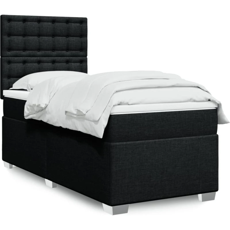 Kontinentalseng 90x200 med pocketmadras - sort stof