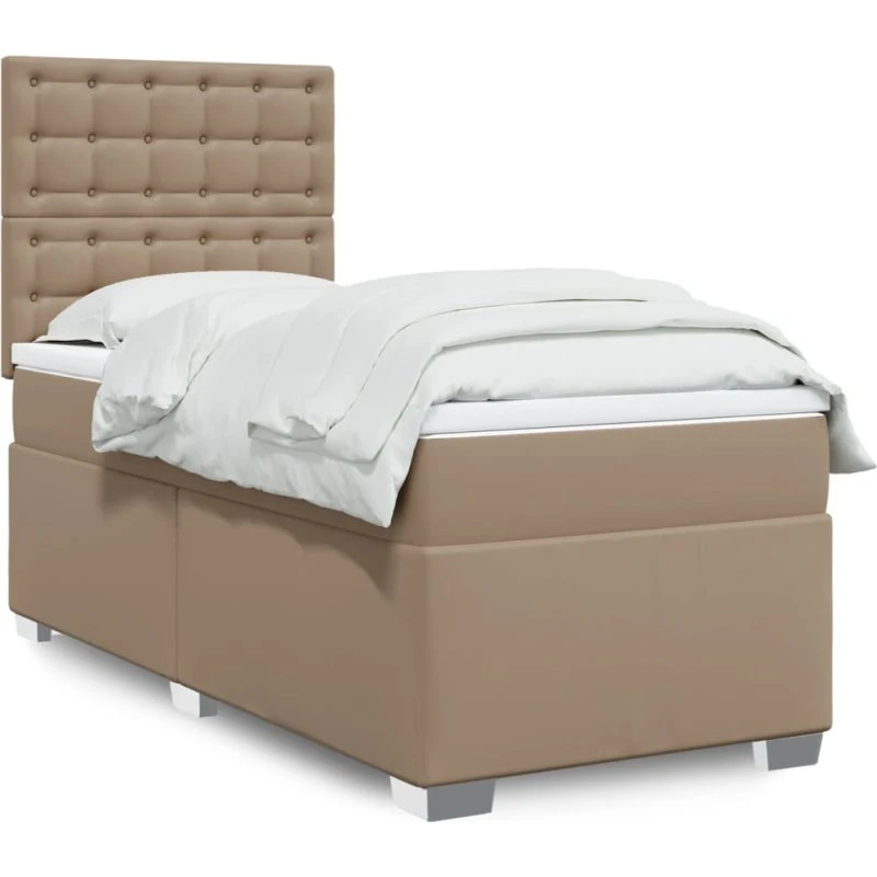 Kontinentalseng 80x200 cm kunstlæder – cappuccino