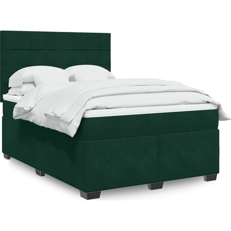 Kontinentalseng 140x190 cm i fløjl – mørkegrøn