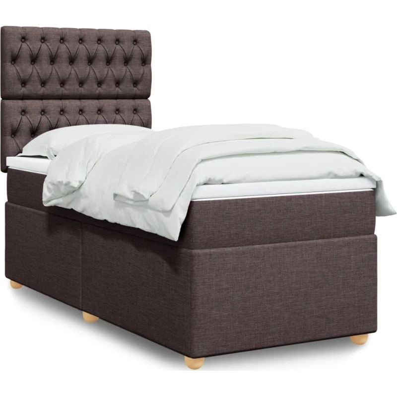 Kontinentalseng 100x200 cm i mørkebrun polyester