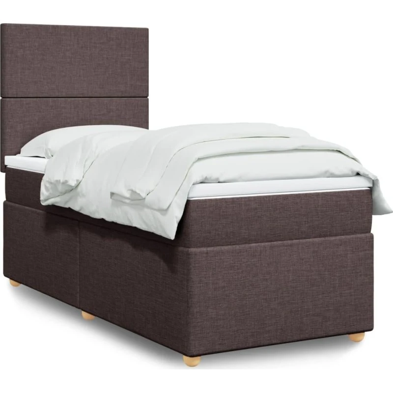 Kontinentalseng 90x190 cm med pocketmadras - mørkebrun