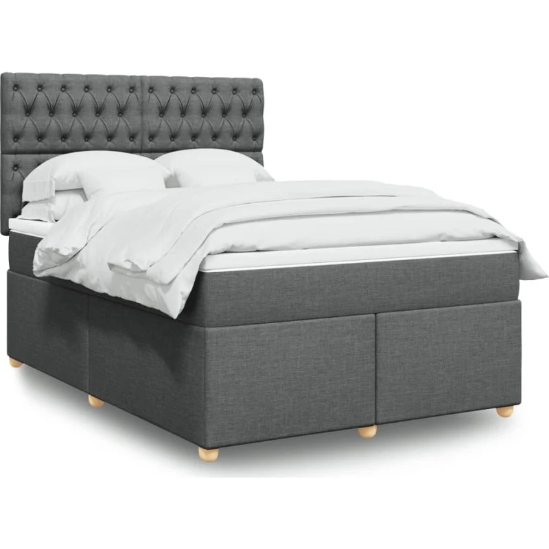 Kontinentalseng 140x190 cm med pocketmadras – mørkegrå