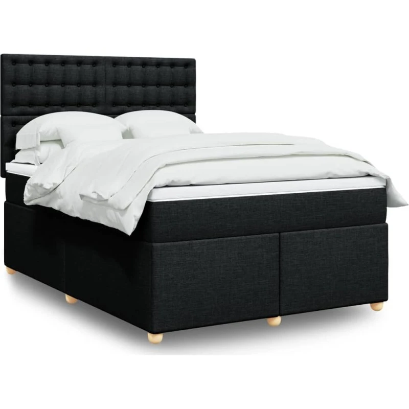 Kontinentalseng 160x200 cm med pocketmadras - sort stof