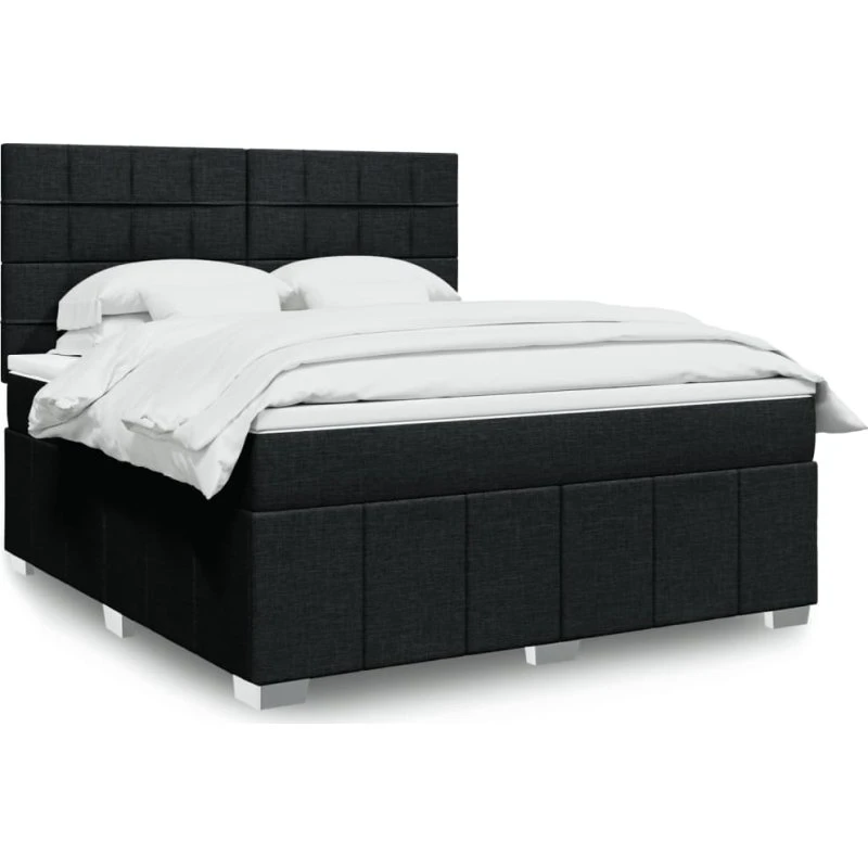 Kontinentalseng 180x200 cm med pocketmadras, sort stof