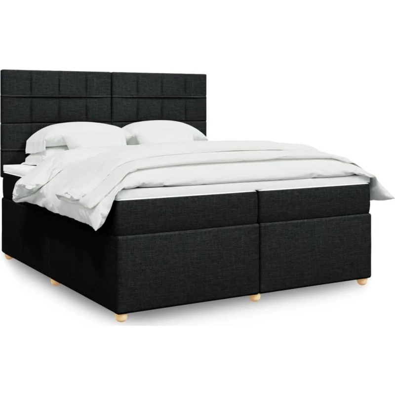 Kontinentalseng 200x200 cm med pocketmadras, sort stof