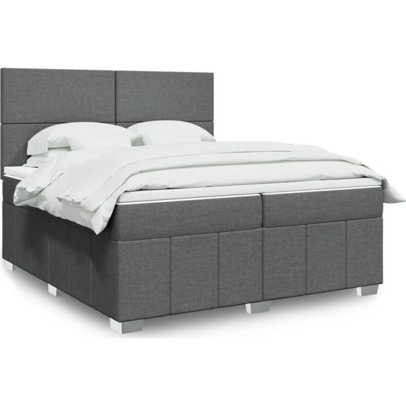 Kontinentalseng 200x200 cm med pocketmadras – Mørkegrå