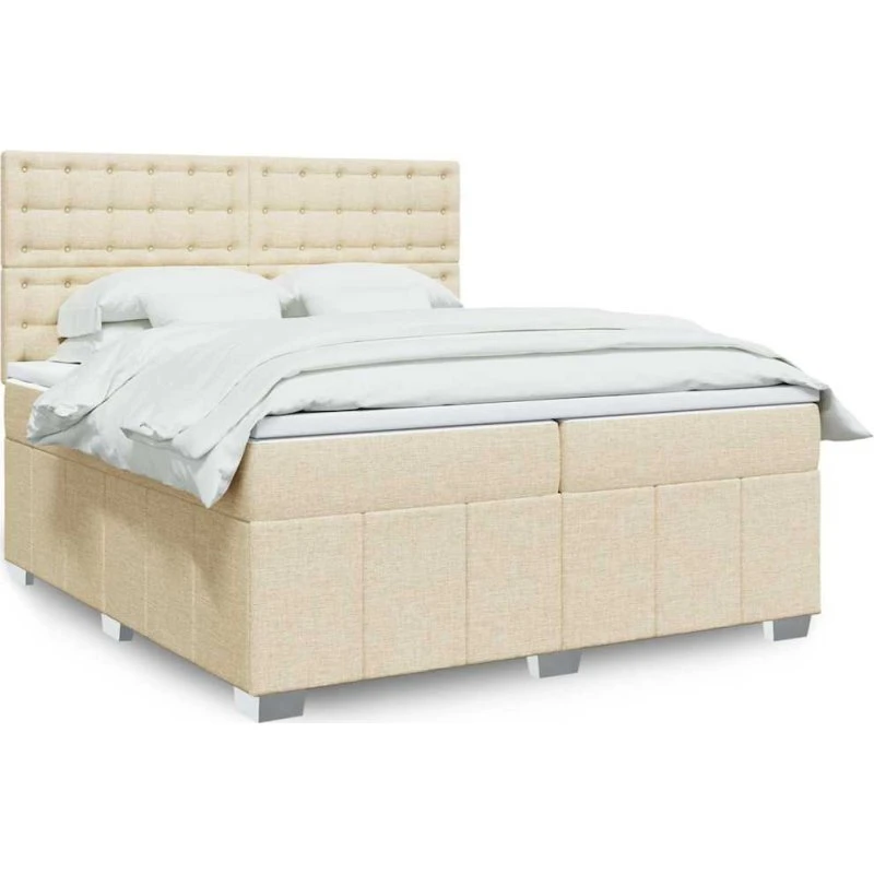 Kontinentalseng 200x200 cm i creme stof med pocket-madras