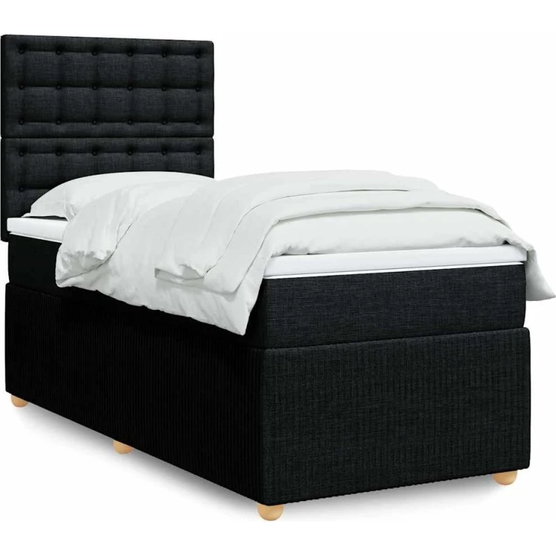 Kontinentalseng med madras 80x200 cm – sort stof