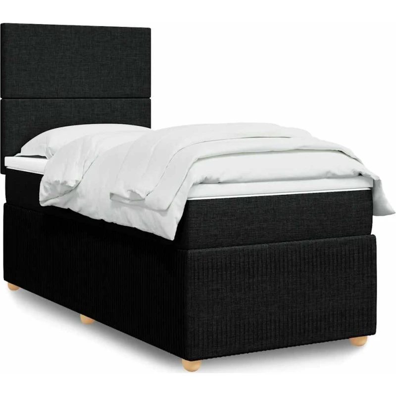 Kontinentalseng 90x200 med pocketmadras - sort stof