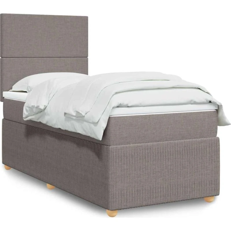 Kontinentalseng 100x200 cm med pocketmadras - gråbrun