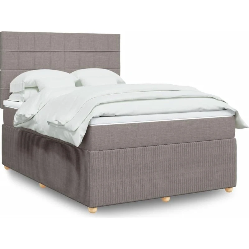 Kontinentalseng 140x190 - Gråbrun stof & pocketmadras