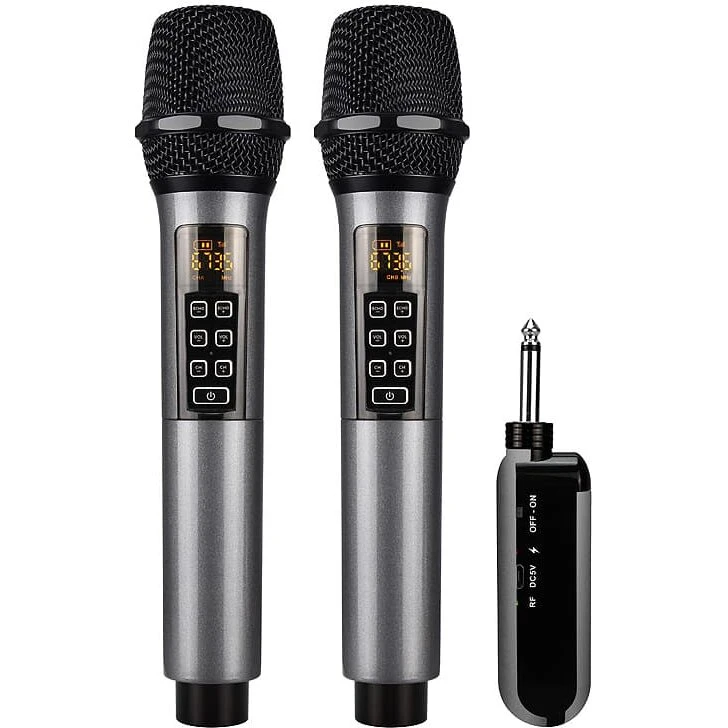 INF 2-pak trådløs mikrofon Bluetooth med rumklang, sort