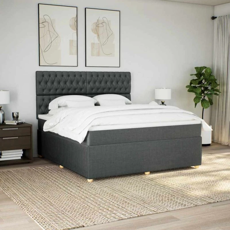 Kontinentalseng 180x200 med pocketmadras - mørkegrå