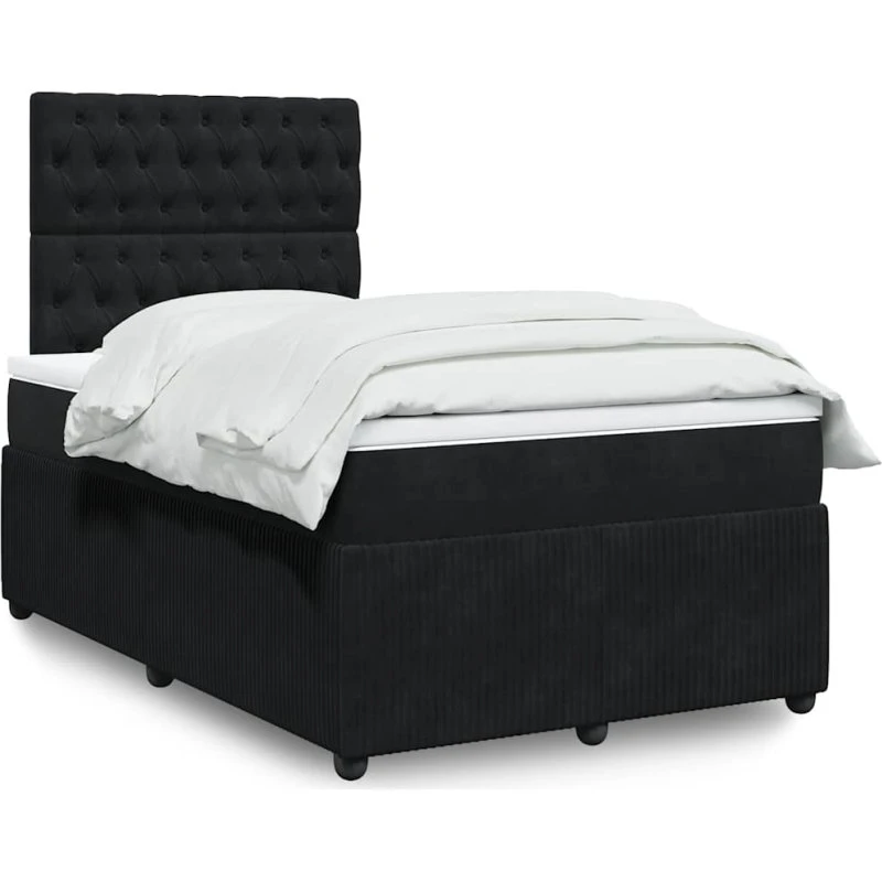 Kontinentalseng 120x190 cm med velourmadras, sort